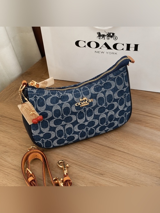 Coach Handbags - Coach Denim Mini Shoulder Bag with Gold Hardware